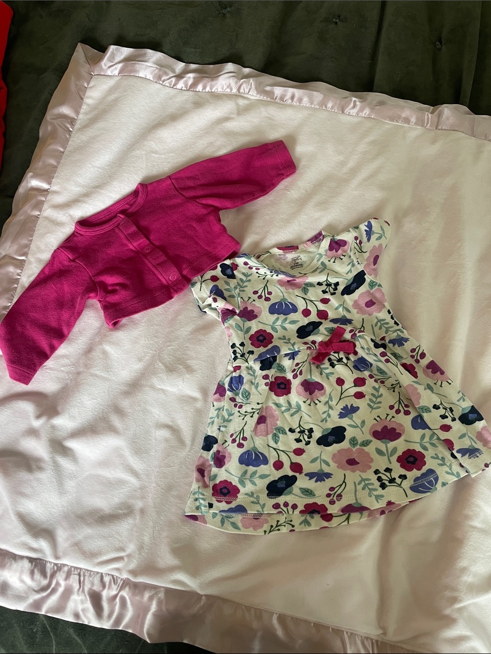 Girls Floral Cotton Dress with Hot Pink Bolero - Pink Floral